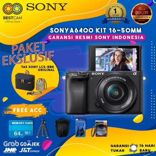 Foto Produk Sony Alpha a6400 Mirrorless Kit 16-50mm - Free Accessories - Paket 1 dari BestCam