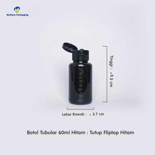 Gambar Botol Tubular Fliptop 60ml Hitam Tutup Hitam dari mutiarapackaging undefined Tokopedia