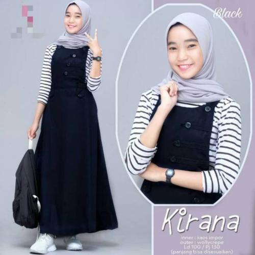 Foto Produk GAMIS WANITA MUSLIM FASHION WANITA MUSLIM KIRANA DRESS BAJU+OVERALL - Mocca dari JeJe Kiosk