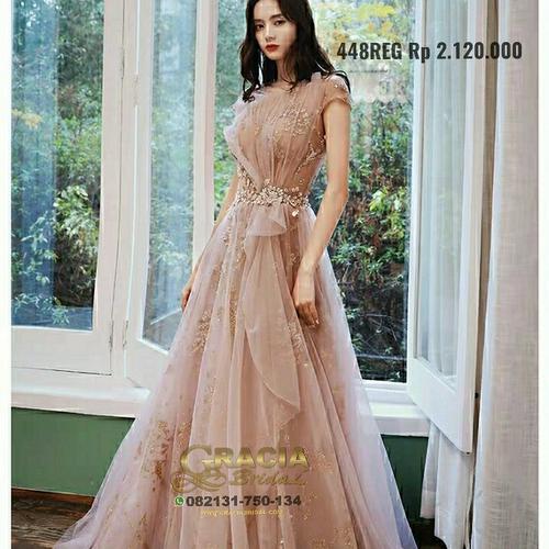 Jual gaun malam dress pesta dusty pink 