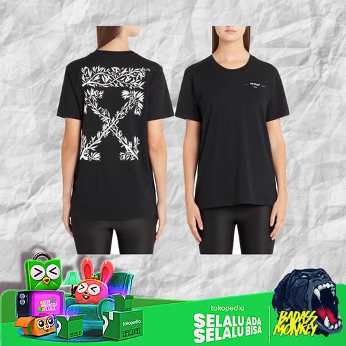 Promo OFF-WHITE HANNA LEAVES CASUAL TEE BLACK WHITE Cicil 0% 3x  