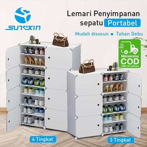 Foto Produk Lemari penyimpanan sepatu portable bongkar pasang 6 atau 8 Kotak - 8 kotak dari SUNXIN