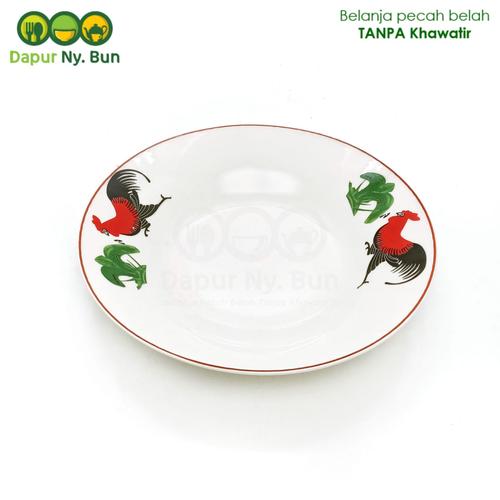 Foto Produk Piring Makan Keramik Motif AYAM JAGO DAUN Ukuran 9 Inch dari Dapur Ny.Bun