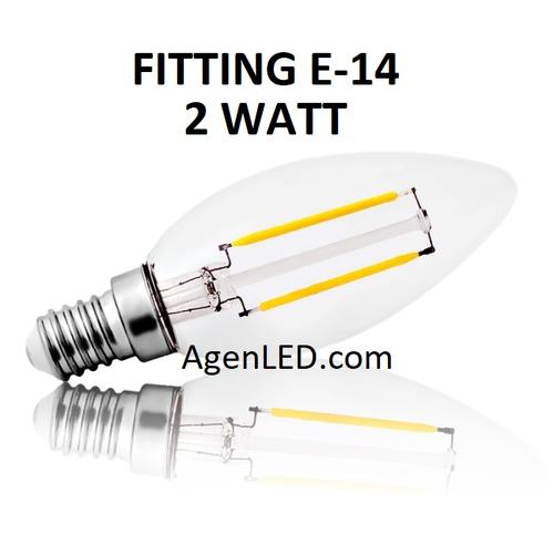 Foto Produk Lampu Candle Filamen 2W LED E14 Bohlam Lilin 2 w watt Filament C35 4 5 - 2 Watt C35 dari AgenLED