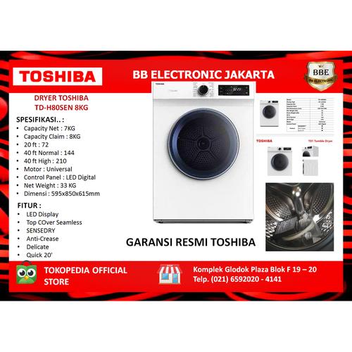 Foto Produk MESIN PENGERING Dryer SenseDry TOSHIBA TD-H80SEN 8KG dari BB ELECTRONIC