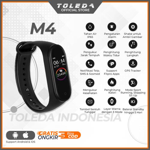 Gambar Toleda Smartwatch Smart Watch M4 Tahan Air Support Android dan iPhone - Merah dari Toleda Indonesia Kab. Tangerang Tokopedia