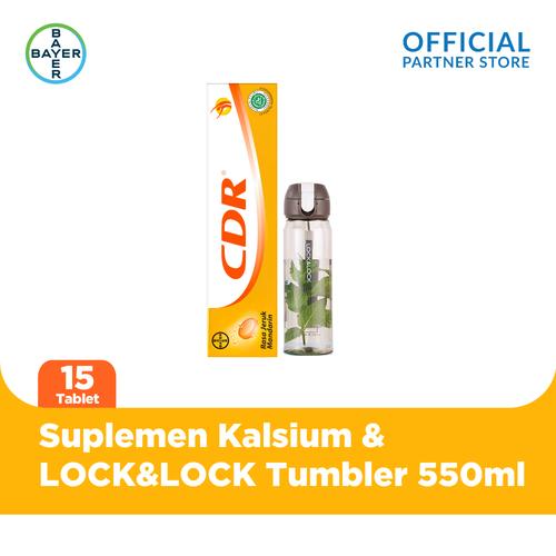 Foto Produk CDR Rasa Jeruk 15 Tab & LOCK&LOCK Silicone Strap Bottle 550 ml dari Bayer Health Partner