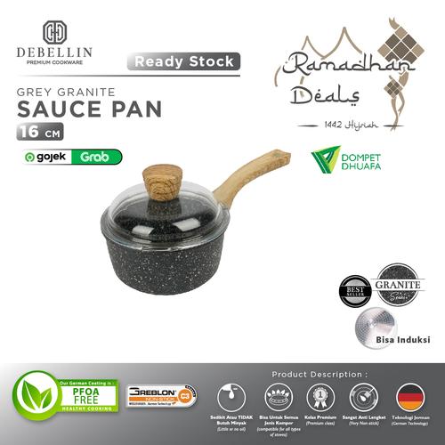 Foto Produk Debellin Sauce Pan 16 cm - Grey Granite atau Panci Susu dari Debellin Cookware
