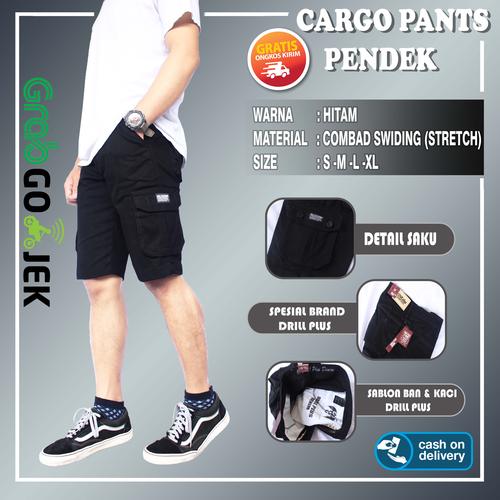 Foto Produk CELANA CARGO PENDEK HITAM PEKAT FULLBLACK ORI DRILL dari Man Classic