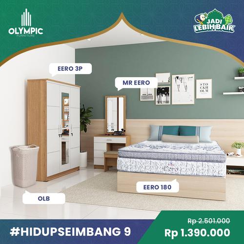 Foto Produk Olympic Hidup Seimbang 9 - Lemari Baju + Meja Rias + Springbed - Cokelat dari Olympic Furniture
