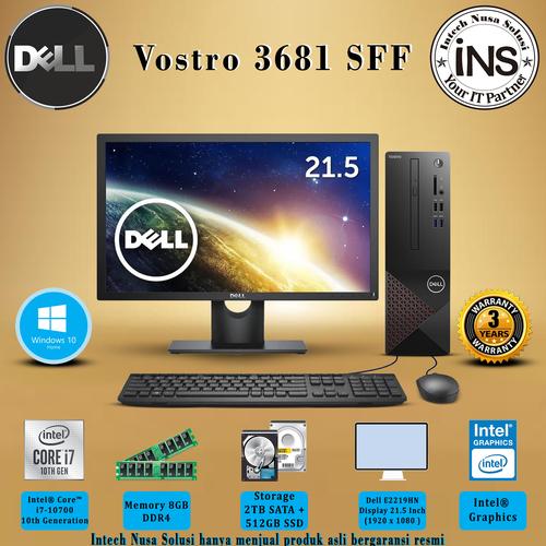 PC DELL Vostro 3681 SFF i7-10700 8GB 2TB+512GB SSD DVD W10HSL+E2219HN di  Intech Nusa Solusi Tokopedia