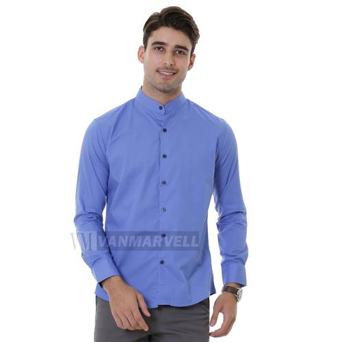 Foto Produk VM Kemeja Koko muslim Krah shanghai biru muda slimfit panjang - Biru Muda, XXL dari VM VanMarvell