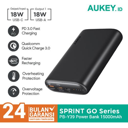 Foto Produk Aukey Powerbank PB-Y39 Sprint Go Mini 15000mAH PD - 500550 dari AUKEY