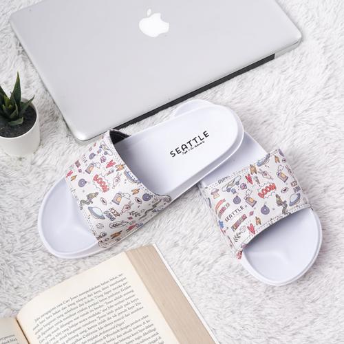 white slip on slippers
