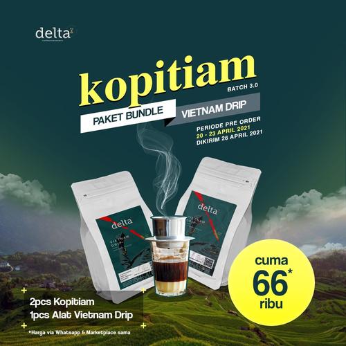 Foto Produk Kopitiam+ Vietnam Drip (2 pcs Kopi dan 1 item Vietnam Drip) - Bubuk dari Taman Delta Coffee Roastery (Supplier Kopi)