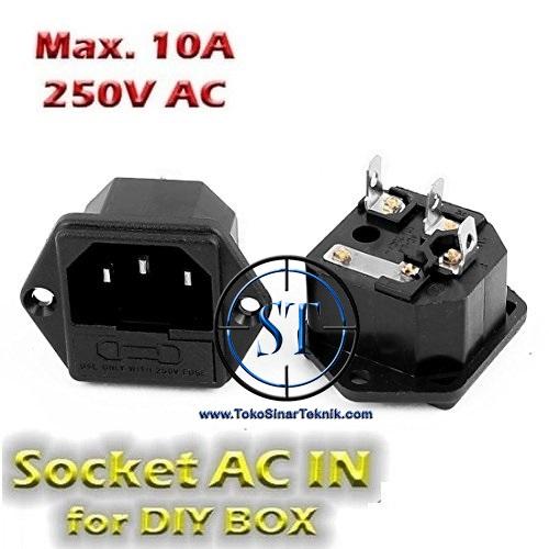 Jual BA-88C Socket AC IN Power Brass Soket Inlet With Fuse Holder 10A ...