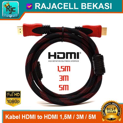 Foto Produk Kabel HDMI to HDMI 1080 Full HD 1.5M 3M 5M Gold HDTV Cable Ver 1.4 dari RAJACELL BEKASI