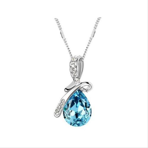 Foto Produk Tiaria Aksesoris Kalung Perak Wanita Blue Teal Silver Color VN002-BL dari Tiaria Accessories