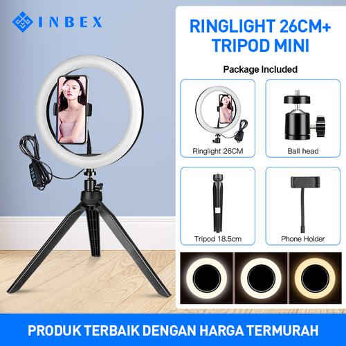 Foto Produk INBEX Paket 20CM Ring Light with 18cm Mini Tripod for VLOG Youtuber - 16cm light kit dari INBEX Official Store