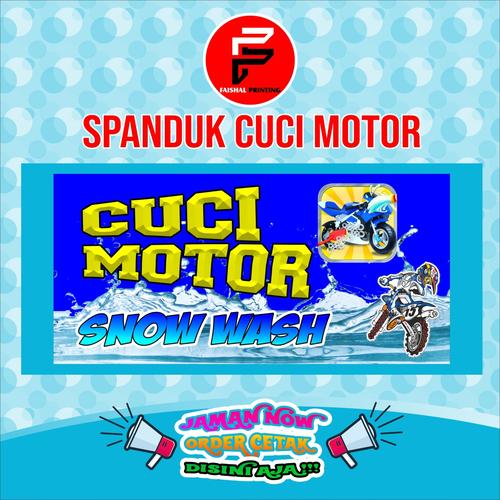 Jual Spanduk / Banner / Backdrop Usaha Cuci Motor salju ukuran 2 x 1