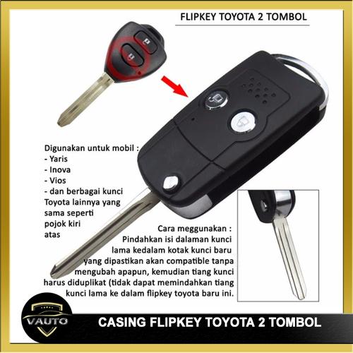 Foto Produk Casing Kunci Lipat Flip Key 2 Tombol Mobil TOYOTA Innova Vios Yaris dari vauto