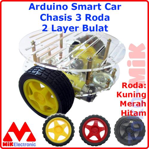 Gambar ARDUINO SMART CAR CHASIS 2WD 3 RODA SMARTCAR CHASSIS 2 LAYER BULAT - RODA KUNING dari Toko MIK Jakarta Barat Tokopedia