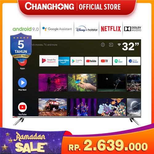 Foto Produk Changhong Framless Google certified Android Smart 32 Inch LED TV L32H7 dari Changhong Official