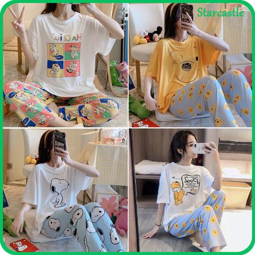 Foto Produk Setelan Import Piyama Oversize Bahan Kaos Adem Lengan Pendek - Smiley Face dari Starcastle