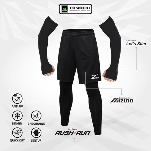 Foto Produk PAKET CELANA PENDEK MANSET TANGAN KAKI PRIA OLAHRAGA VOLLY FUTSAL 3IN1 - Standar (M-L) dari T-Seven Shop