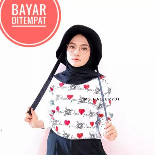 Foto Produk Atasan Kaos motif Daun/ Matahari wanita lengan panjang - Love Red dari cantik piyama
