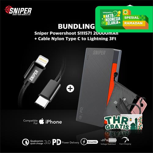 Foto Produk POWER BANK SNIPER POWERSHOOT S111571 20000MAH + Cable C to Lightning dari Sniper Indonesia