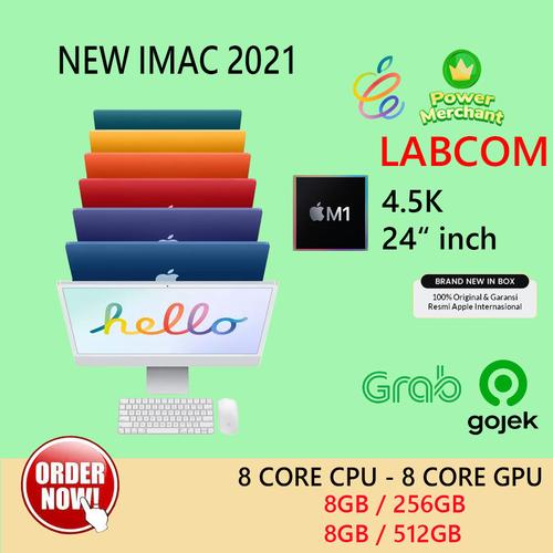 Gambar New iMac 24" 2021 M1 Chip 4.5K 8CPU 8GPU - 8GB/256GB, Green dari labcom Jakarta Utara Tokopedia