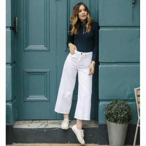 Promo Celana kulot jeans wanita putih 