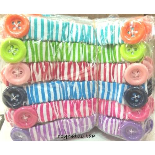 Foto Produk 12 pcs Konektor Masker Hijab Motif Warna Warni Garis - Karet Kancing dari reynaldo-tan