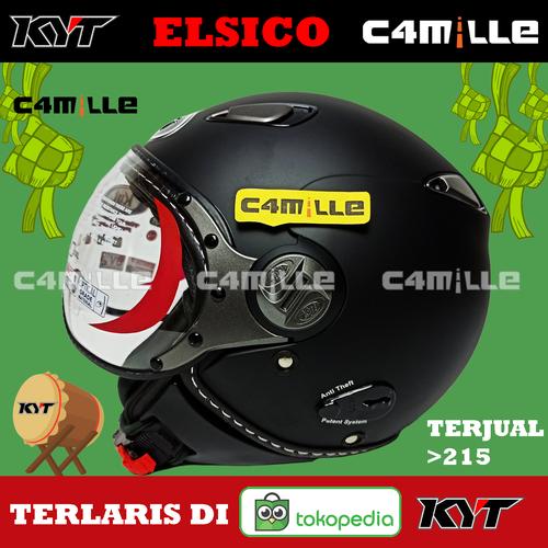 Jual HELM RETRO KYT ELSICO SOLID BLACK DOFF HALF FACE PILOT HITAM DOP