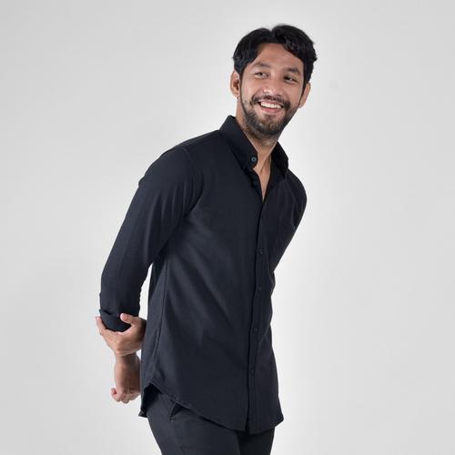 Foto Produk BROODIS PIQUE BLACK KEMEJA BASIC KERJA TERBARU BEST SELLER - S dari Broodis