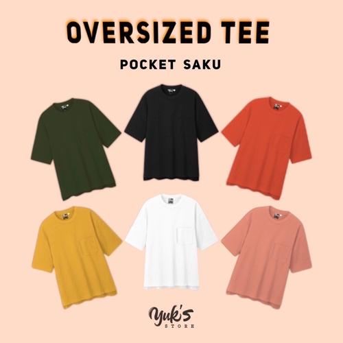 Foto Produk KAOS OVERSIZE SAKU POLOS POCKET COTTON 24s TEBAL BAJU TSHIRT OVERSIZED - Black, M dari YUKS_STORE