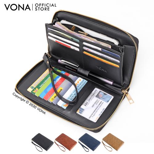Foto Produk VONA Dompet Wanita Lipat Dua Panjang Bahan Kulit Sintetis - MOZA - Hitam dari VONA