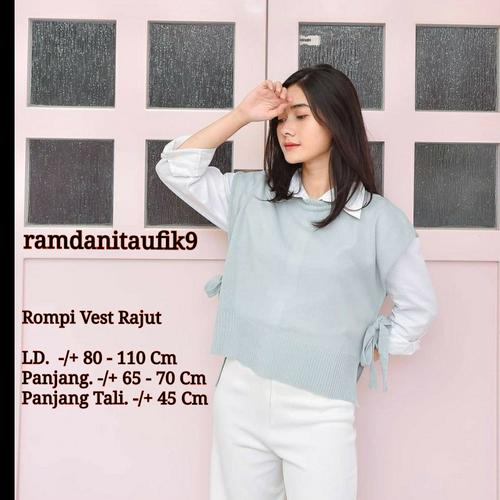Foto Produk Rompi Rajut Rompi Tali Wanita Polos Vest Knit Outer - abu muda dari ramdanitaufik9