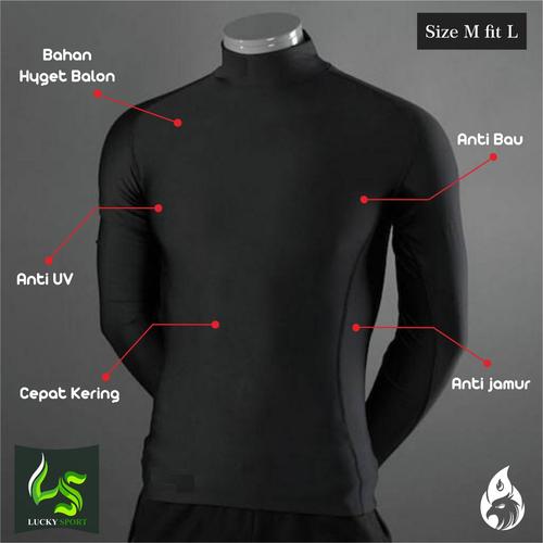 Jual Baselayer Manset Hitam Polos Daleman Diving Renang mancing Adem