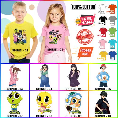 Foto Produk Kaos / Baju ANAK DAN DEWASA SHINBI HOUSE BANYAK MOTIF (FREE NAMA) - Kaos Putih, Size 0 (6-12bln dari KaosCeria