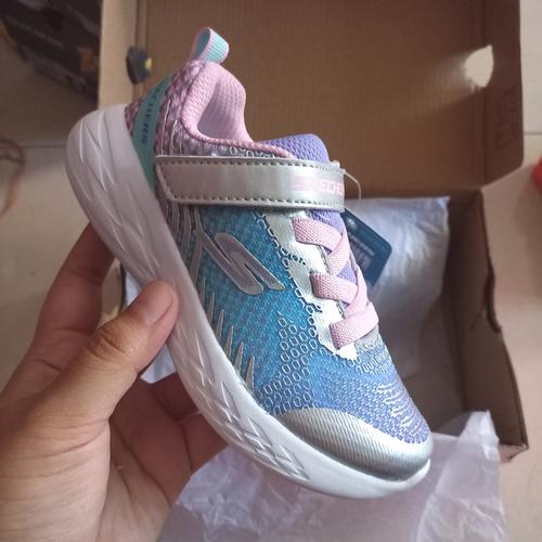 Jual sepatu anak skechers go run silver 