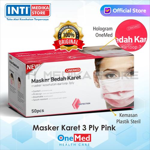 Foto Produk ONEMED - Masker 3 Ply Earloop Medis / Surgical Mask - Merah Muda dari INTI MEDIKA STORE
