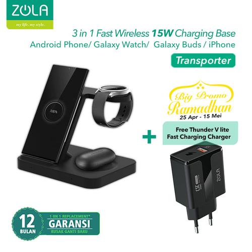 Foto Produk Zola 3 IN 1 Fast Wireless Charger 15W Pad Dock For Galaxy Watch & Buds dari Zola Indonesia