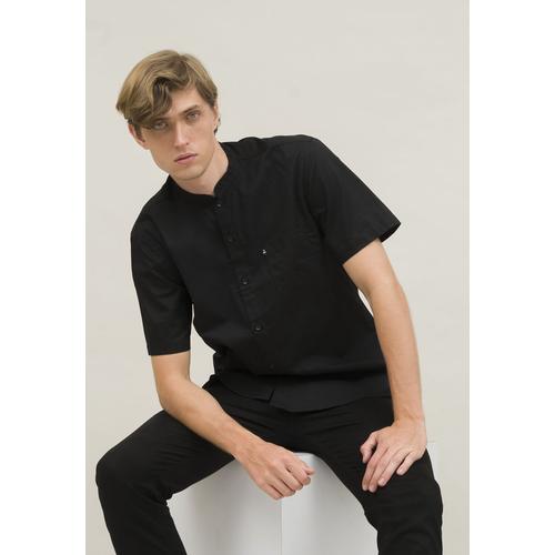 Foto Produk baju koko muslim hitam lengan pendek kemeja koko slim fit houseofcuff dari House of Cuff
