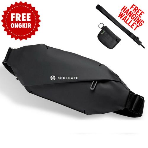 Foto Produk Tas Selempang Pria Waistbag Bisa Bolak Balik Hitam - Hitam dari BennShop