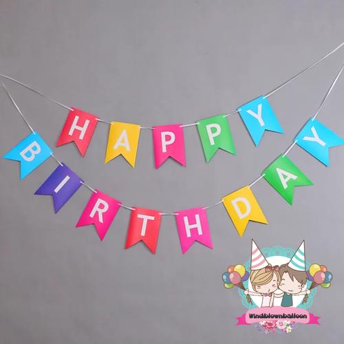 Jual Windblown Banner Flag HappyBirthday Colorful/Bendera HBD