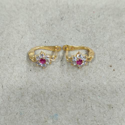 Foto Produk anting jepit bunga mata merah putih 1 gram emas muda dari pj hobby