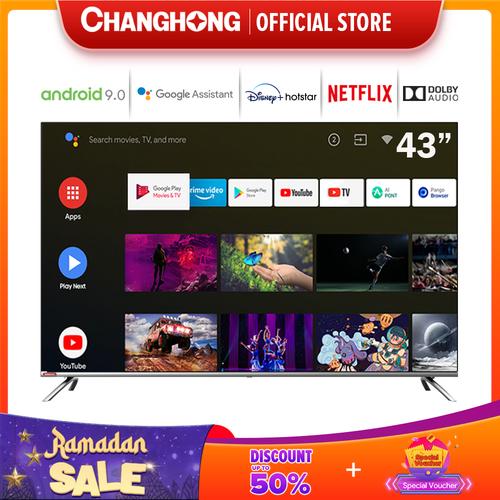 Foto Produk Changhong Framless Google certified Android Smart 43 Inch LED TV L43H7 dari Changhong Official