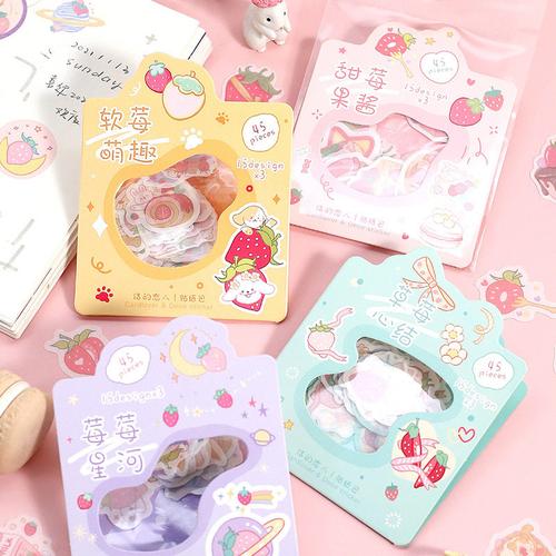 Foto Produk Sweet Strawberry Garden Flake Stickers Set - Sticker Unik - Sticker dari Pinkabulous